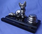 Skye Silky Papillon Briard Inkwell Ronson Chrome Terrier Dog Figurine 1930s