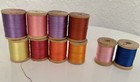 Vintage Lot Of 10 Silk Color Thread Wood Spools 100 Yards Corticelli Clark Talon