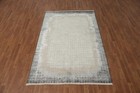 Subtle Textured Border Elegant Neutral Toned Area Rug 5x8 Turkish Modern Carpet