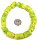 Ghana Handmade Recycled Glass Neon Green Yellow Multi African Trade Beads-ghana