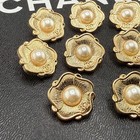 12 Chanel Buttons Gold White Pearl 20mm Metal Vintage
