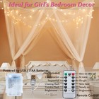 Obrecis White Bed Canopy With Lights For Girls Bedroom Decor  8 Corner Prince   