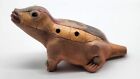 Antique South American Painted Pottery Lizard Flute   Ocarina