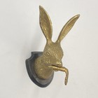 Vintage Anthropologie Brass Rabbit Head Wall Hook With Carrot Coat Hat Leash