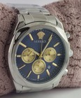 Pre-owned Versace Chronograph Blue Dial Men Wristwatch  stay Stylish 