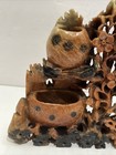 Vintage Antique Chinese Carved Soapstone Vase 3 Brush Floral Design 
