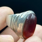 Rare Unique Ancient Roman Solid Silver Ring With Red Stone E