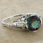 Mystic Rainbow Quartz 925 Sterling Silver Victorian Style Solitaire Ring     060
