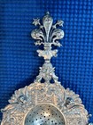 Antique Rococo Cherub North Wind  800 Silver Over Cup Tea Strainer Free Ship