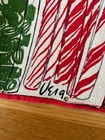 Vtg  Vera Neumann Christmas Candy Linen Kitchen Towel W apothecary Jars 15x26   