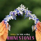 Blue Rhinestone Wedding Tiara Silver Fairy Crystal Bridal Headband For Bride