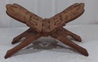 Wooden Book Holder Folding Bible Cookbook Stand Hand Carved Maple Leaf Design