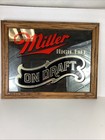 Vtg 1983 Miller High Life On Draft Beer Mirror Sign Bar Wood Frame 22    X 17   