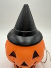 Vtg 1970 s Halloween Blow Mold Light Pumpkin Jack-o-lantern Witch Hat Bats Cat