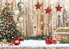 7x5ft Christmas Backdrop Rustic Wood Snow Backdrop Xmas Tree Gifts Background   