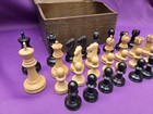 Heavy Old Staunton Style  Chess Set Wooden Box Vintage Wood Chess Set W  Box