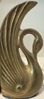 Vintage Hollywood Regency Art Nouveau Swan Bookends Brass Gold Swan Figurines