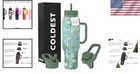 Stainless Steel Tumbler With Handle  Straw  3 Lids  46 Oz  Insulated