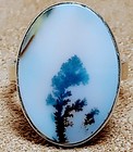 Vintage Modern Modernist Sterling Silver Large Dendritic Moss Agate Ring Sz 9 25