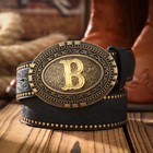Letters Casual Retro Belt Western Style Pu Leather Metal Buckle Daily Work Wear