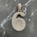 3ct Round Cut Rael Moissanite Initial Number 6 Pendant 14k Rose Gold Plated