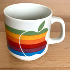 Vtg 80s Apple Computer Coffee Mug Cup Full Rainbow Logo Macintosh Lisa Porcelain
