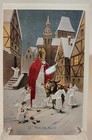 4 Vintage Cards St  Nicolaus Embroidered Stitched Made In Spain Christmas Read