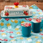 The Pioneer Woman Vintage Floral Salt And Pepper And Butter Dish Set