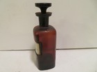 Vintage Apothecary Pharmacy Amber Glass Fluted Top Orig Label Essence Peppermint
