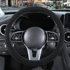 14 Inch Black Suede Steering Wheel Cover  Breathable Non-slip Sweat-proof Wear-r