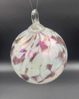 Hand Blown Art Glass Confetti Ornament Iridescent Opaline Pink Witch   s Ball Euc