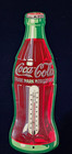 1956 Coca Cola Die-cut Coke Bottle 17 Inch Tin Thermometer Sign Working