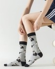 5 Pairs Cute Animal Crew Socks Fun Casual Cotton Calf Socks For One Size Cat