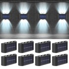 8 Pack Led Solar Fence Lights Dusk To Dawn Wall Garden Pathway Deck Lamp Outdoor