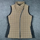 Kerrits Quilted Equestrian Vest Sz Xl Riding Asymmetrical Brown Windowpane Plaid