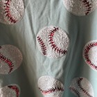 Blue Baseball Sequin Puff Sleeve Top Size Xl