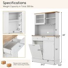 Double Tilt Out Trash Cabinet W  Hutch Kitchen Pantry Storage Cabinet White