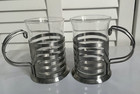 Vintage Italian Mcm Metal   Glass Liner Modern Designer Coffee Tea Cup Mug Nwot