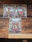 Set Of 3 Vtg Ornate Framed Convex Floral Silhouette Wall Art Hanging 4  X 5  