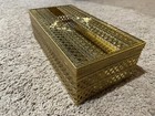 Vintage Hollywood Regency Ormolu Rose Filigree Gold-tone Metal Vanity Tissue Box