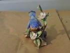 Lefton 06301 Blue Bird Figurine Perched Branch Leaves Porcelain Hand Painted 4 