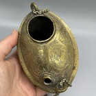 Antique Qajar Persian Brass Engraved Kashkul Dervish Begging Bowl 
