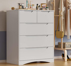 5 Drawers Chest  White Dresser For Bedroom With Large Storage Capacity  Chest Of