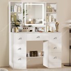 Vanity Desk Makeup Vanity Dressing Table With Led Lights Mirror And 7 Drawers