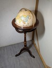 Vintage Replogle 12  World Classic Globe Wood Pedestal Floor Stand Queen Anne P4