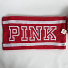 Victoria s Secret Pink Logo Red White Warm Beanie Scarf Set One Size New