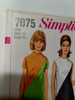 Simplicity 7075 Dress A Line Sheath Sewing Pattern Ladies 16 Uc Vtg 60 s Twiggy