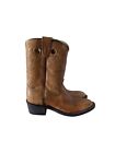 Vintage Kids Texas New Old Stock Brown Leather Cowboy Western Boots Size 3 Usa