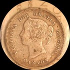 Canada 1885  5 Cent Small Old Silver Coin  Iccs F-15  0099