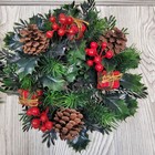 2 Christmas Candle Rings Holiday Pinecone Berry Plaid Candle Holders Plastic Vtg